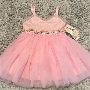 NWT IBTOM CASTLE Pink Tulle Dress w/Sweetheart Neckline, Size 3-4Y